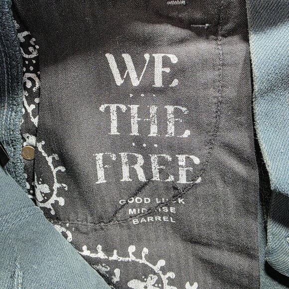 We The Free Jeans Womens 26 Green Good Luck Mid Rise Barrel Button Fly Relaxed - Picture 6 of 11